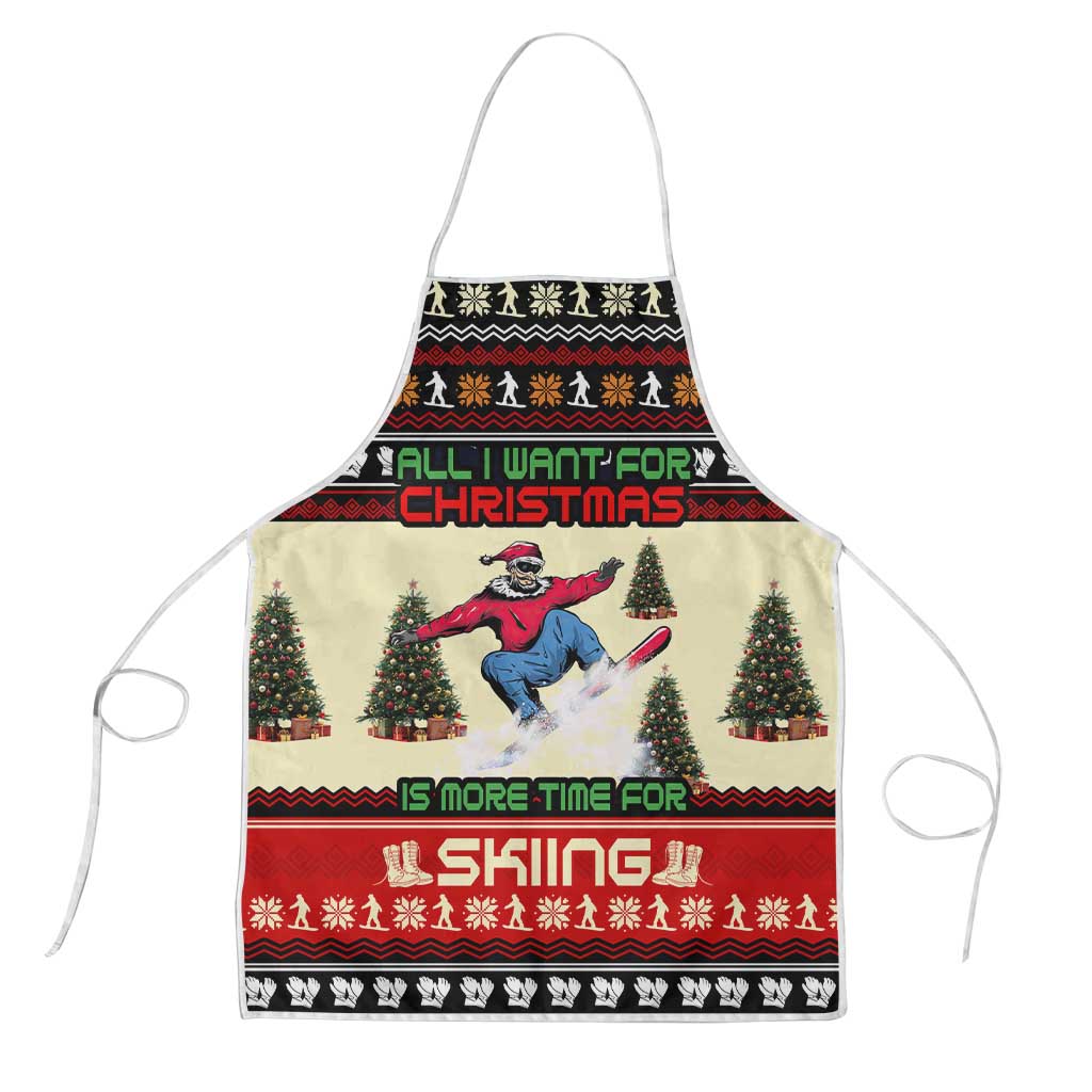 All I Want For Christmas Is Skiing Christmas Apron Xmas Holiday Patterns - Wonder Print Shop