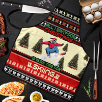 All I Want For Christmas Is Skiing Christmas Apron Xmas Holiday Patterns - Wonder Print Shop
