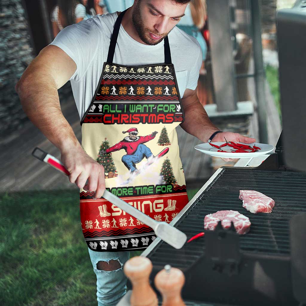 All I Want For Christmas Is Skiing Christmas Apron Xmas Holiday Patterns - Wonder Print Shop