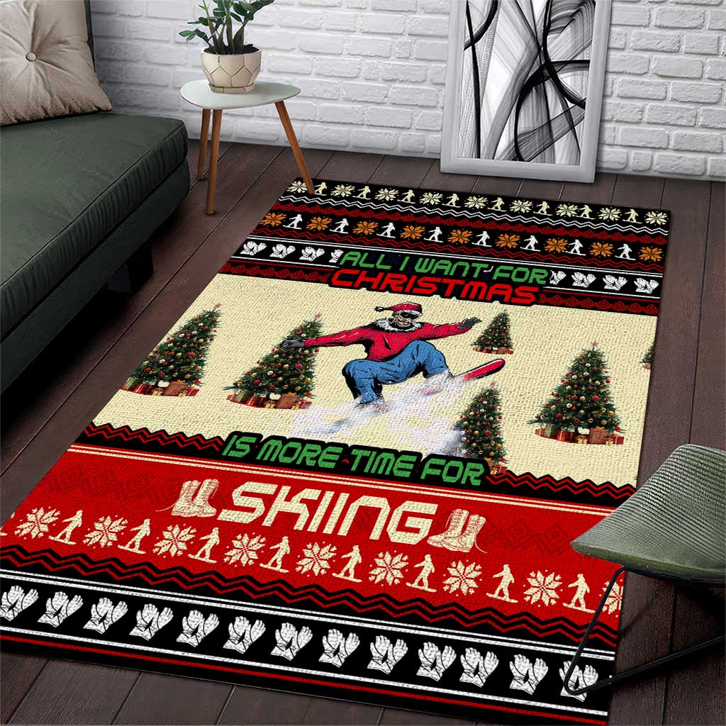 All I Want For Christmas Is Skiing Christmas Area Rug Xmas Holiday Patterns - Wonder Print Shop