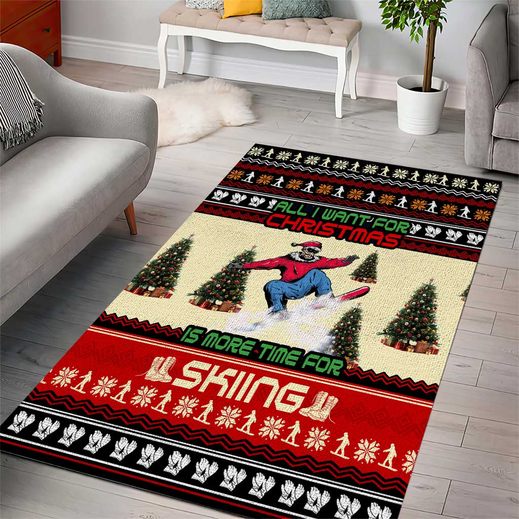 All I Want For Christmas Is Skiing Christmas Area Rug Xmas Holiday Patterns - Wonder Print Shop