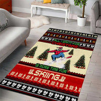 All I Want For Christmas Is Skiing Christmas Area Rug Xmas Holiday Patterns - Wonder Print Shop