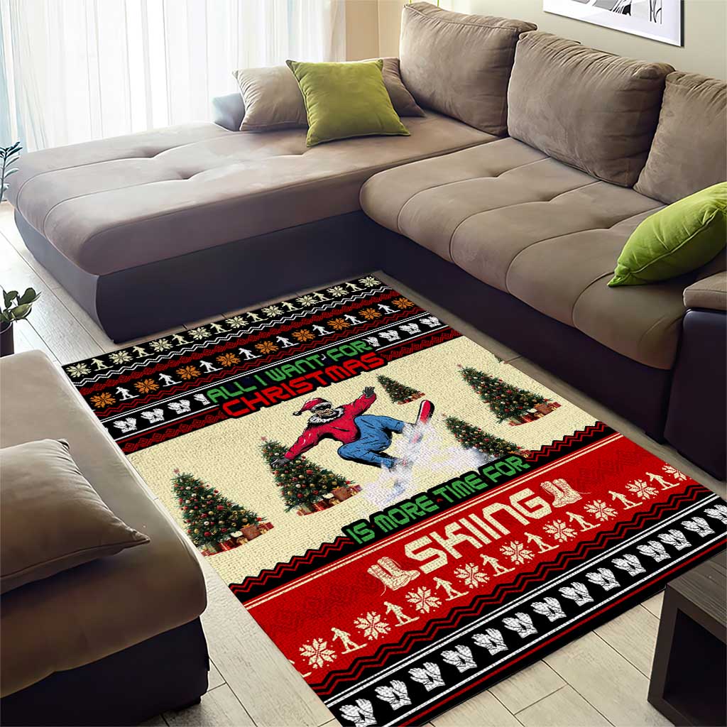 All I Want For Christmas Is Skiing Christmas Area Rug Xmas Holiday Patterns - Wonder Print Shop