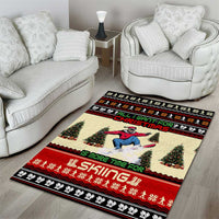 All I Want For Christmas Is Skiing Christmas Area Rug Xmas Holiday Patterns - Wonder Print Shop