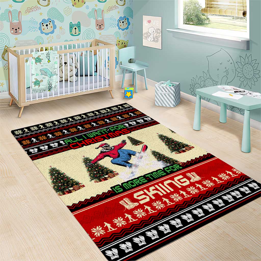 All I Want For Christmas Is Skiing Christmas Area Rug Xmas Holiday Patterns - Wonder Print Shop