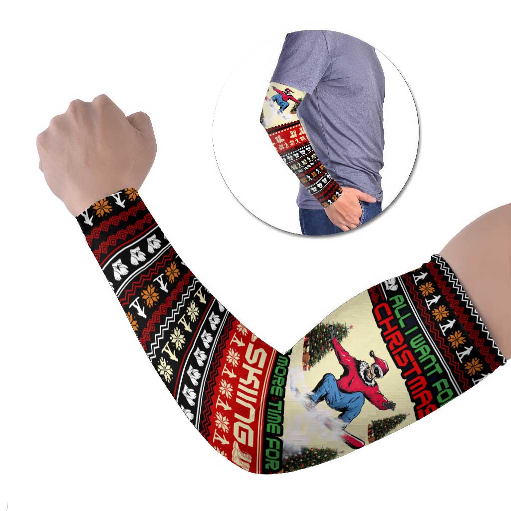 All I Want For Christmas Is Skiing Christmas Arm Sleeves Xmas Holiday Patterns - Wonder Print Shop