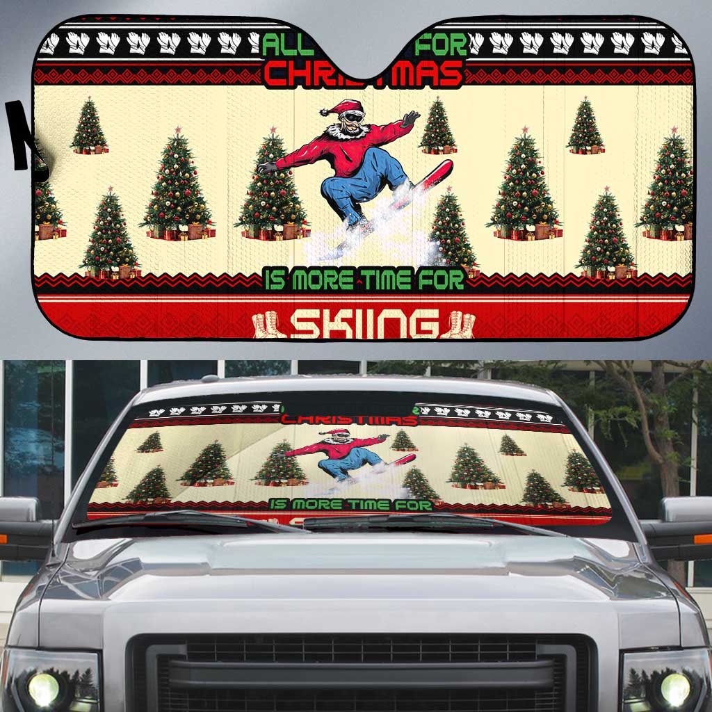 All I Want For Christmas Is Skiing Christmas Auto Sun Shade Xmas Holiday Patterns - Wonder Print Shop