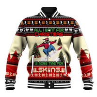 All I Want For Christmas Is Skiing Christmas Baseball Jacket Xmas Holiday Patterns - Wonder Print Shop