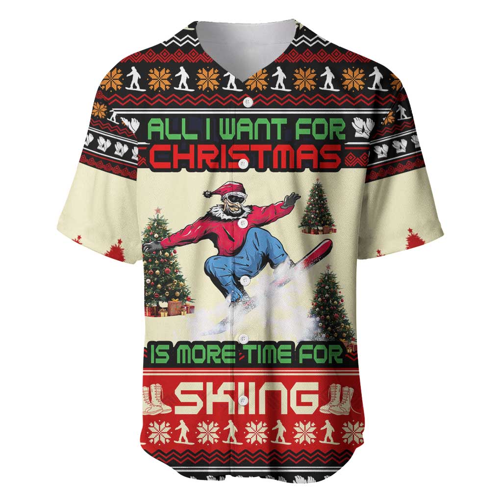 All I Want For Christmas Is Skiing Christmas Baseball Jersey Xmas Holiday Patterns - Wonder Print Shop
