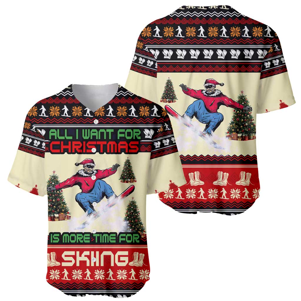 All I Want For Christmas Is Skiing Christmas Baseball Jersey Xmas Holiday Patterns - Wonder Print Shop