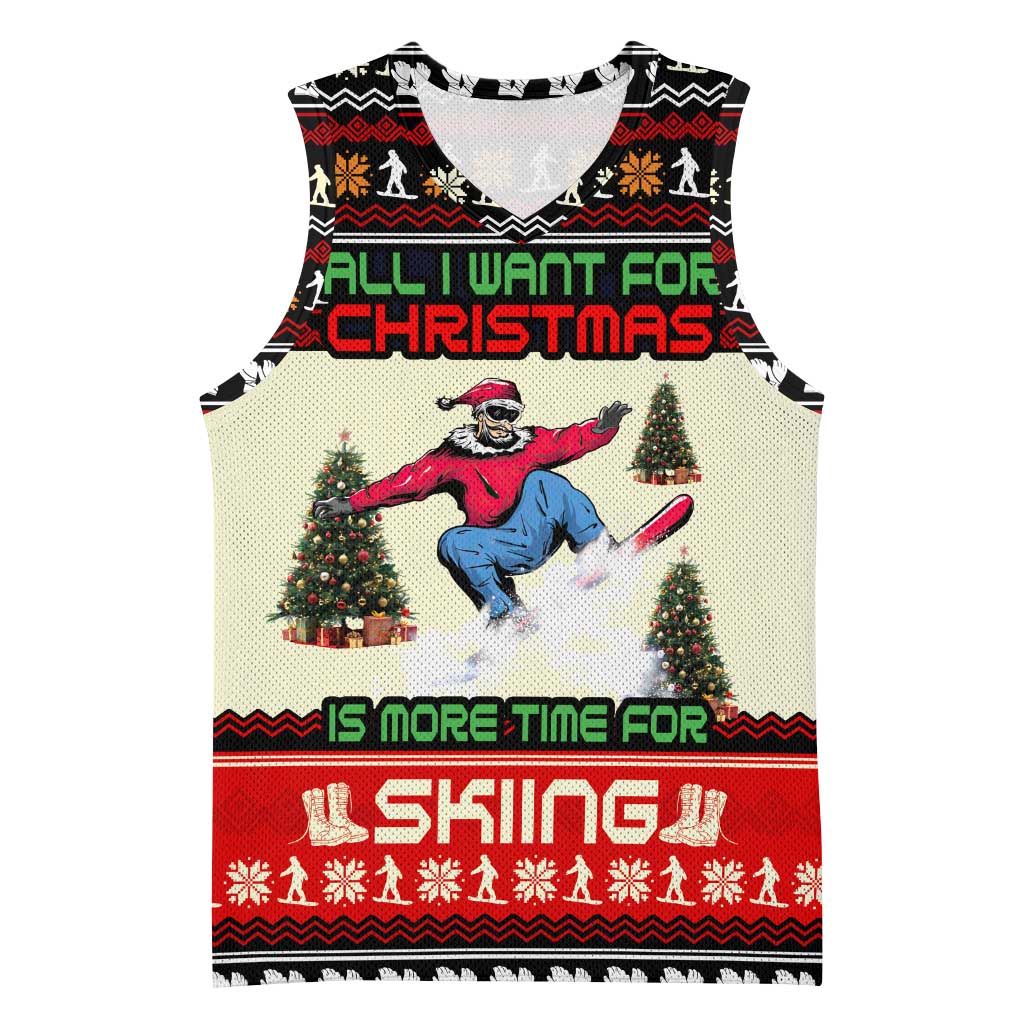 All I Want For Christmas Is Skiing Christmas Basketball Jersey Xmas Holiday Patterns - Wonder Print Shop