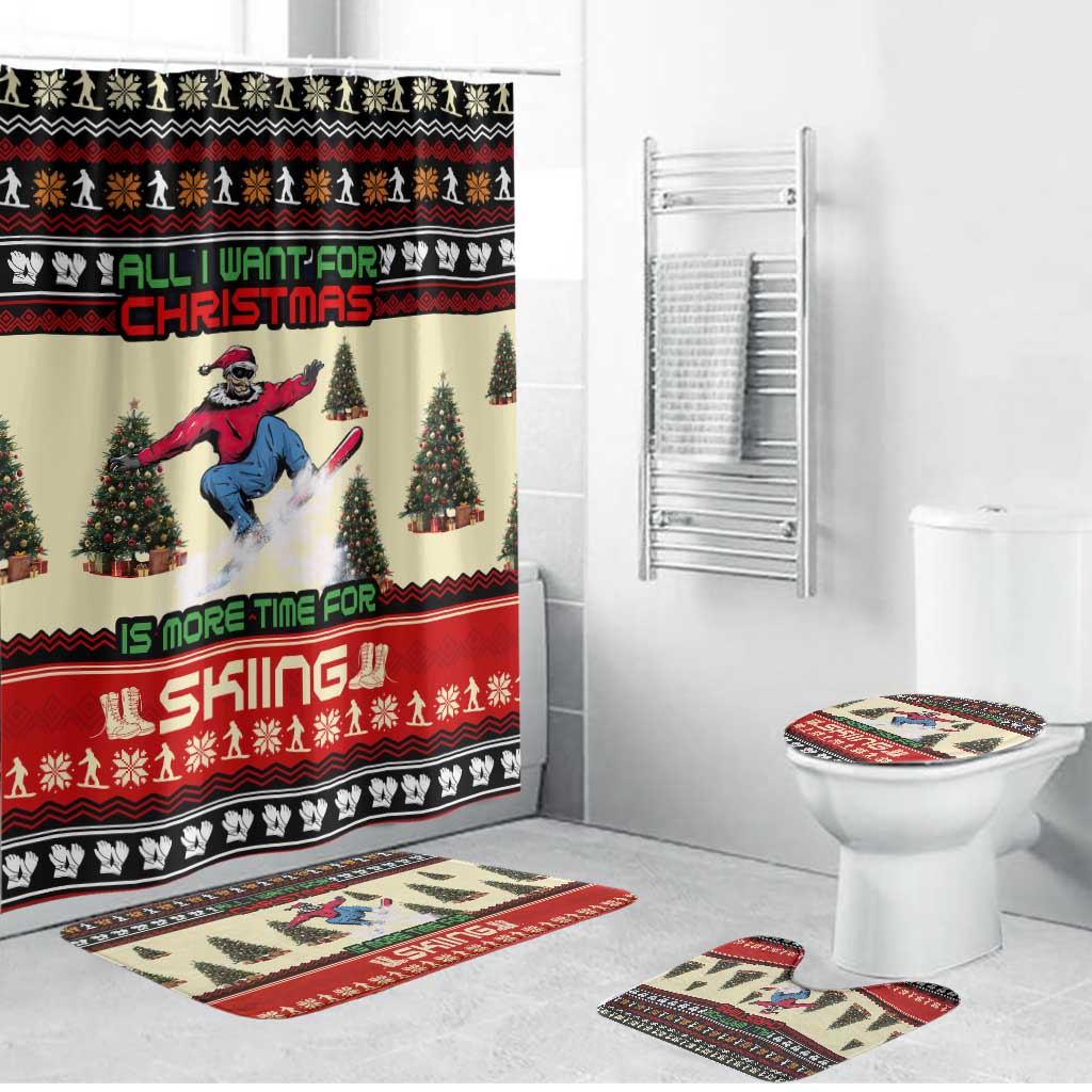 All I Want For Christmas Is Skiing Christmas Bathroom Set Xmas Holiday Patterns - Wonder Print Shop