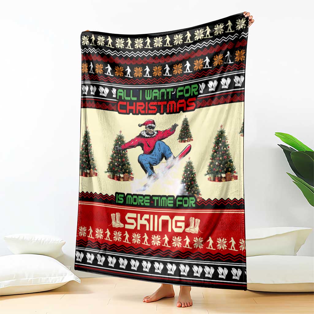 All I Want For Christmas Is Skiing Christmas Blanket Xmas Holiday Patterns - Wonder Print Shop