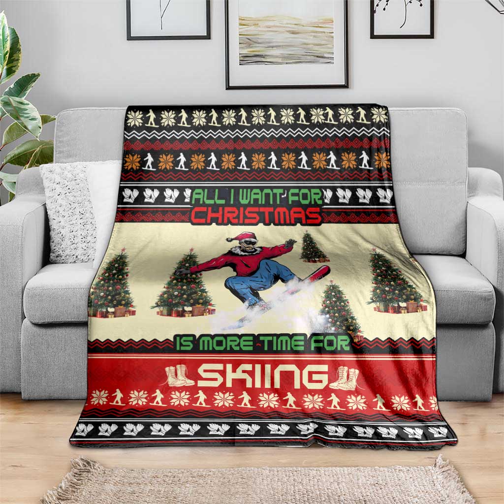All I Want For Christmas Is Skiing Christmas Blanket Xmas Holiday Patterns - Wonder Print Shop