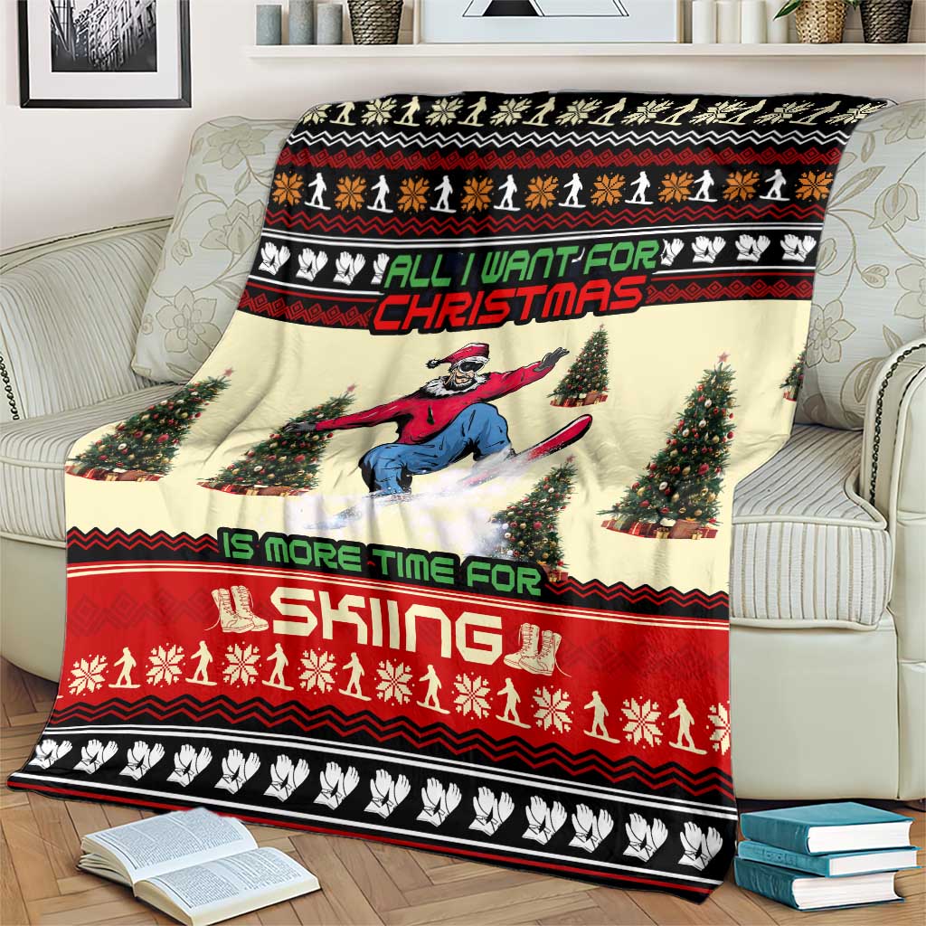 All I Want For Christmas Is Skiing Christmas Blanket Xmas Holiday Patterns - Wonder Print Shop