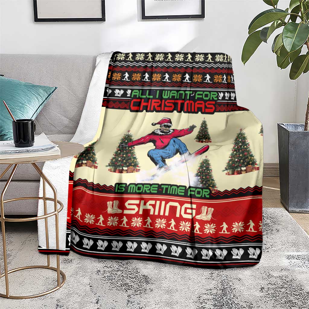 All I Want For Christmas Is Skiing Christmas Blanket Xmas Holiday Patterns - Wonder Print Shop