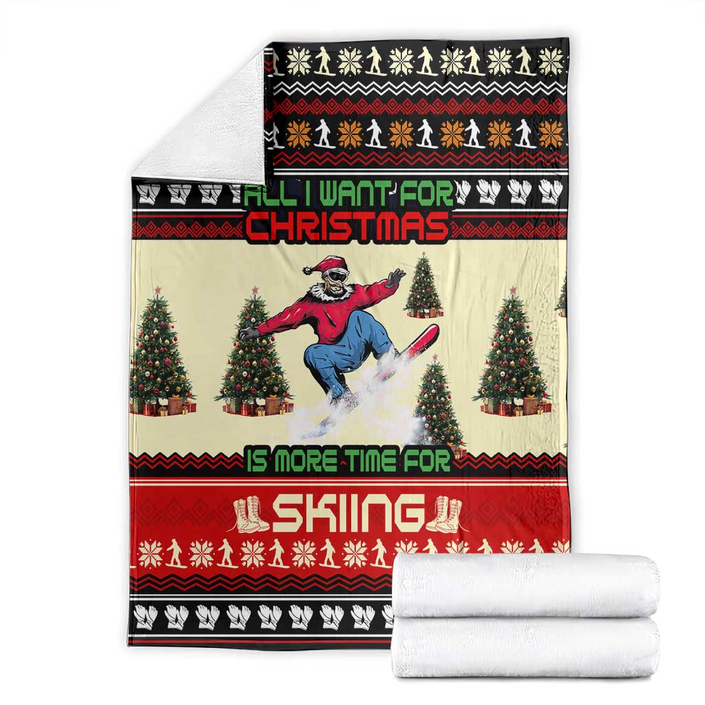All I Want For Christmas Is Skiing Christmas Blanket Xmas Holiday Patterns - Wonder Print Shop