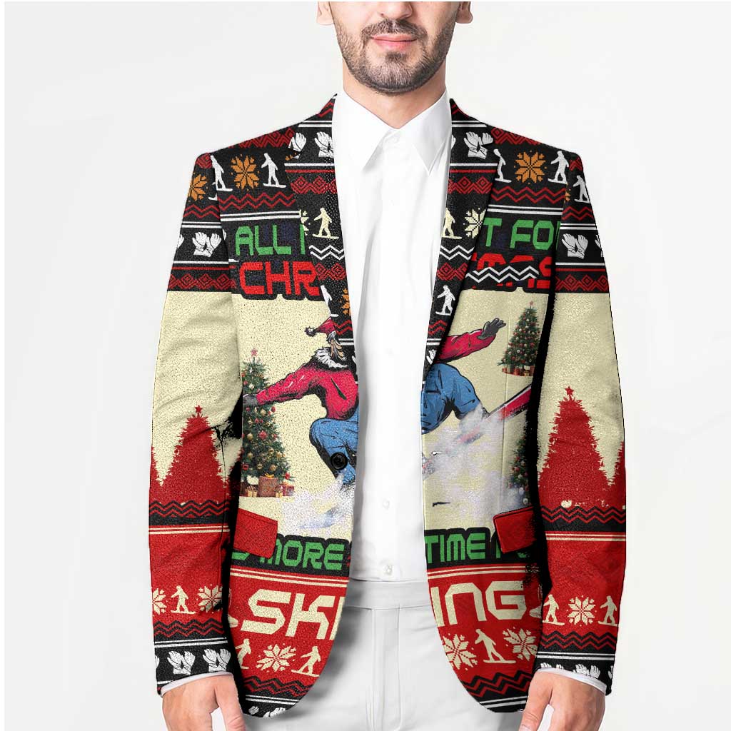 All I Want For Christmas Is Skiing Christmas Blazer Xmas Holiday Patterns - Wonder Print Shop