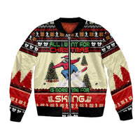 All I Want For Christmas Is Skiing Christmas Bomber Jacket Xmas Holiday Patterns - Wonder Print Shop