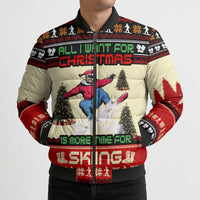 All I Want For Christmas Is Skiing Christmas Bomber Puffer Jacket Xmas Holiday Patterns - Wonder Print Shop