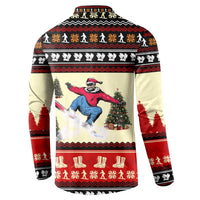 All I Want For Christmas Is Skiing Christmas Button Sweatshirt Xmas Holiday Patterns - Wonder Print Shop