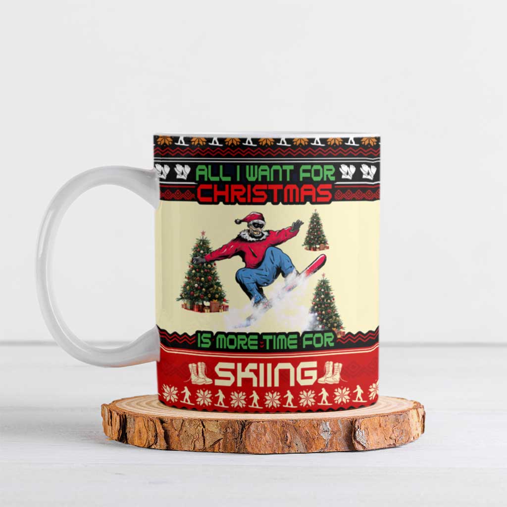 All I Want For Christmas Is Skiing Christmas Ceramic Mug Xmas Holiday Patterns - Wonder Print Shop