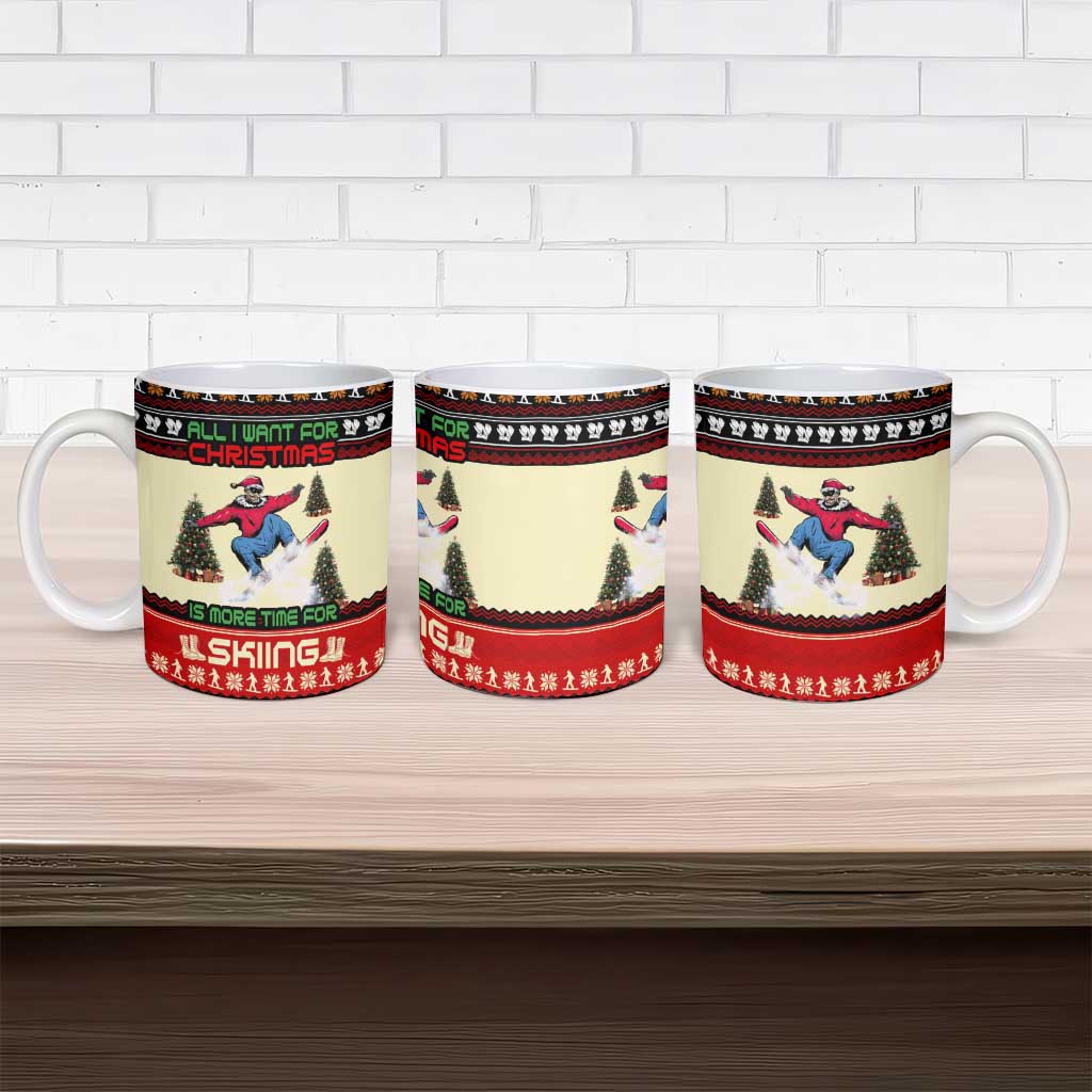 All I Want For Christmas Is Skiing Christmas Ceramic Mug Xmas Holiday Patterns - Wonder Print Shop