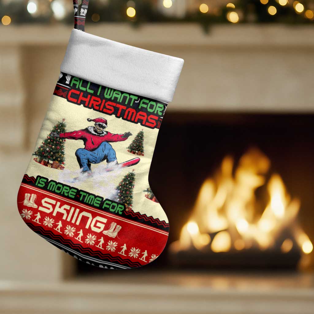 All I Want For Christmas Is Skiing Christmas Stocking Xmas Holiday Patterns - Wonder Print Shop
