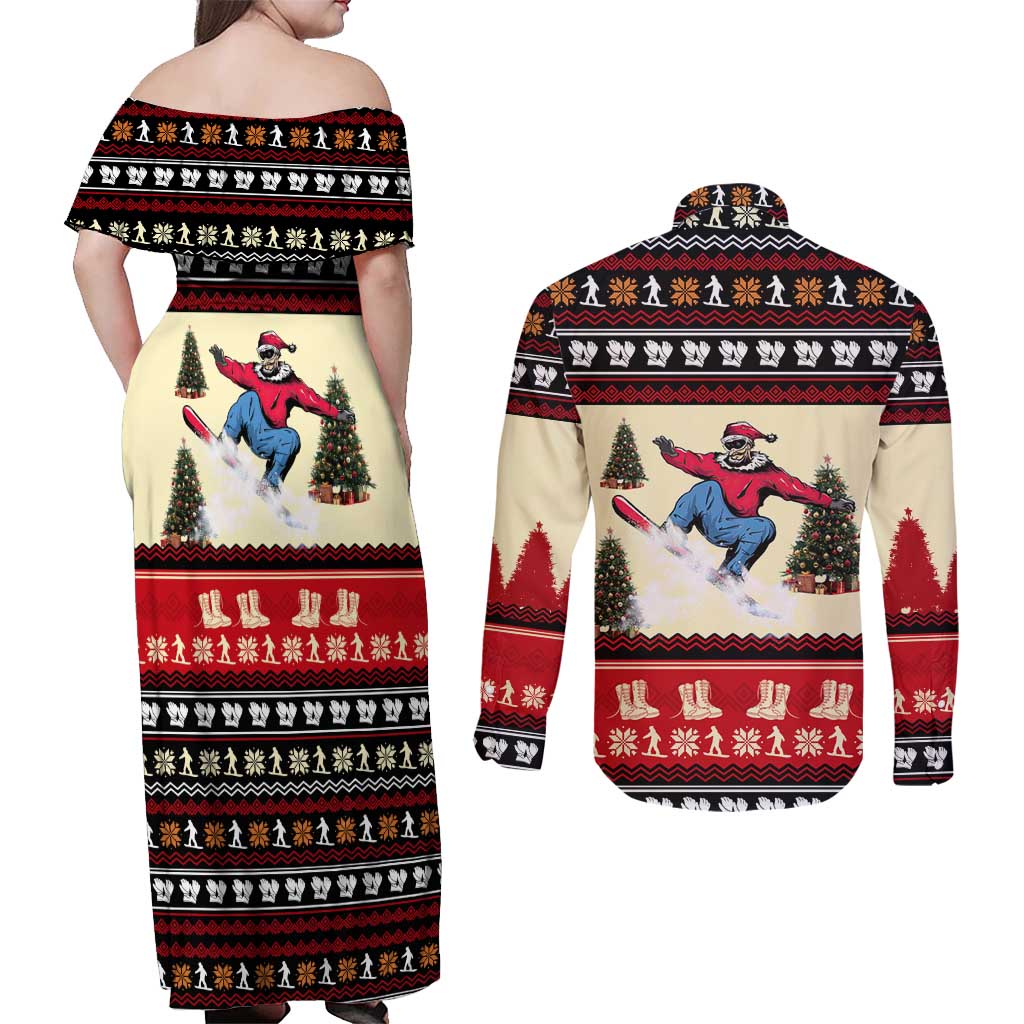 All I Want For Christmas Is Skiing Christmas Couples Matching Off Shoulder Maxi Dress and Long Sleeve Button Shirt Xmas Holiday Patterns - Wonder Print Shop