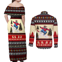 All I Want For Christmas Is Skiing Christmas Couples Matching Off Shoulder Maxi Dress and Long Sleeve Button Shirt Xmas Holiday Patterns - Wonder Print Shop
