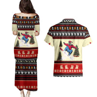 All I Want For Christmas Is Skiing Christmas Couples Matching Puletasi and Hawaiian Shirt Xmas Holiday Patterns - Wonder Print Shop