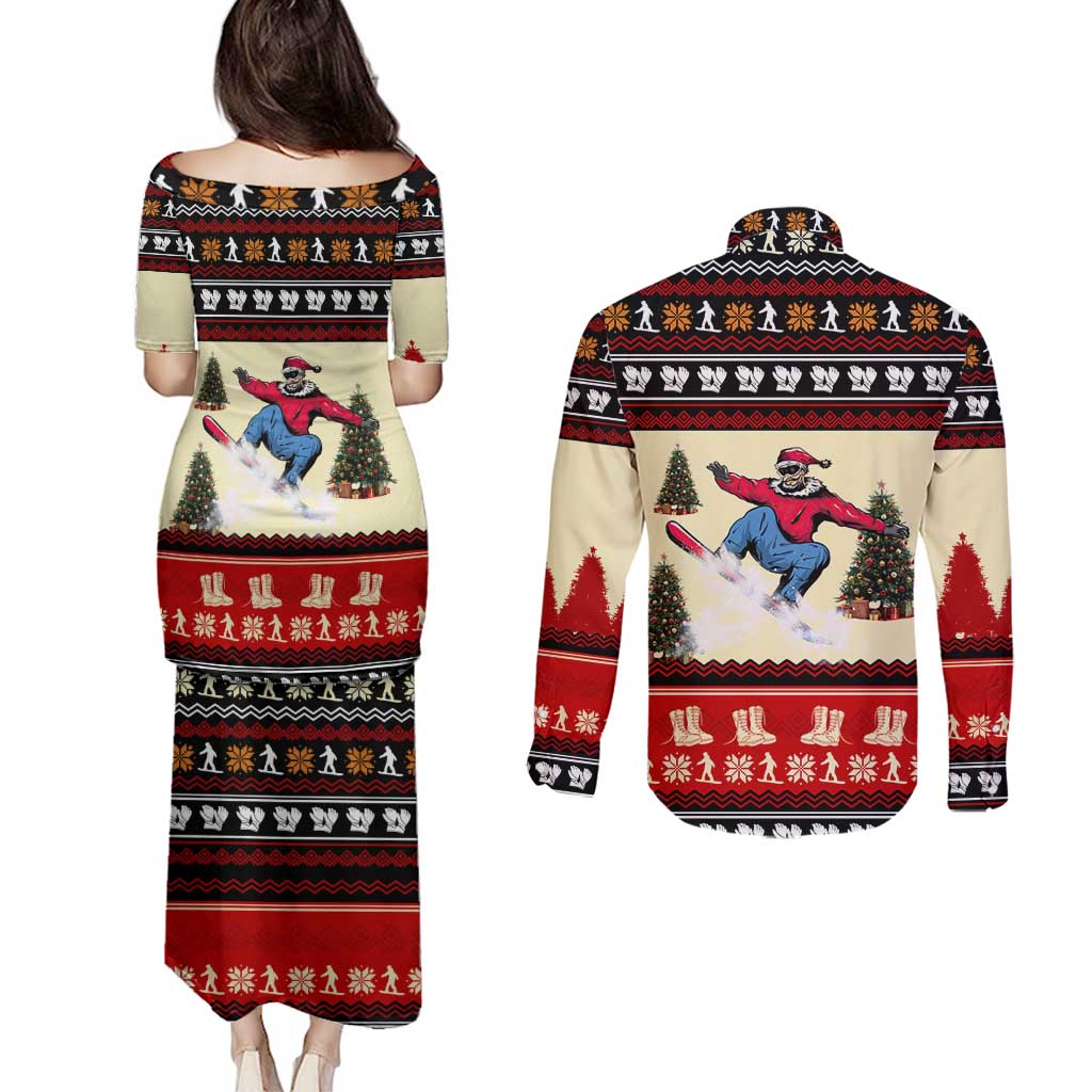All I Want For Christmas Is Skiing Christmas Couples Matching Puletasi and Long Sleeve Button Shirt Xmas Holiday Patterns - Wonder Print Shop