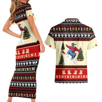 All I Want For Christmas Is Skiing Christmas Couples Matching Short Sleeve Bodycon Dress and Hawaiian Shirt Xmas Holiday Patterns - Wonder Print Shop