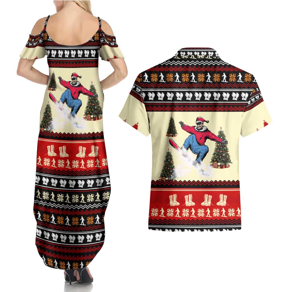 All I Want For Christmas Is Skiing Christmas Couples Matching Summer Maxi Dress and Hawaiian Shirt Xmas Holiday Patterns - Wonder Print Shop