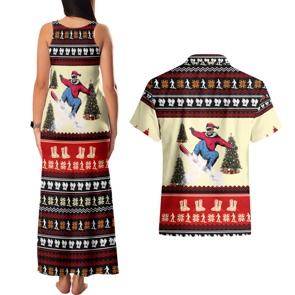 All I Want For Christmas Is Skiing Christmas Couples Matching Tank Maxi Dress and Hawaiian Shirt Xmas Holiday Patterns - Wonder Print Shop