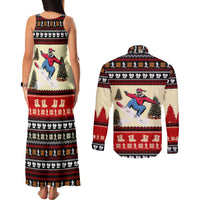 All I Want For Christmas Is Skiing Christmas Couples Matching Tank Maxi Dress and Long Sleeve Button Shirt Xmas Holiday Patterns - Wonder Print Shop