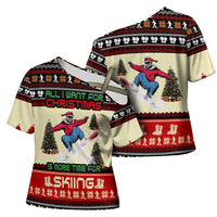 All I Want For Christmas Is Skiing Christmas Cross Shoulder Shirt Xmas Holiday Patterns - Wonder Print Shop