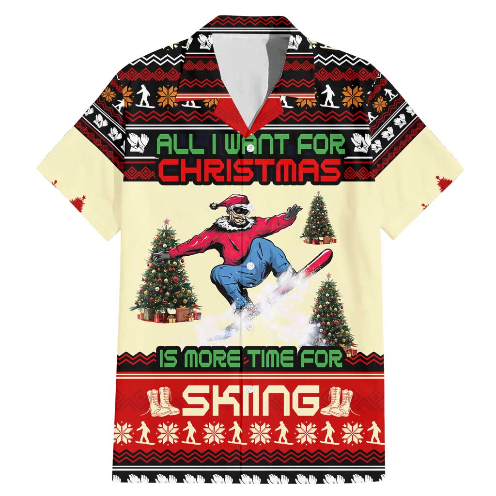 All I Want For Christmas Is Skiing Christmas Family Matching Mermaid Dress and Hawaiian Shirt Xmas Holiday Patterns - Wonder Print Shop