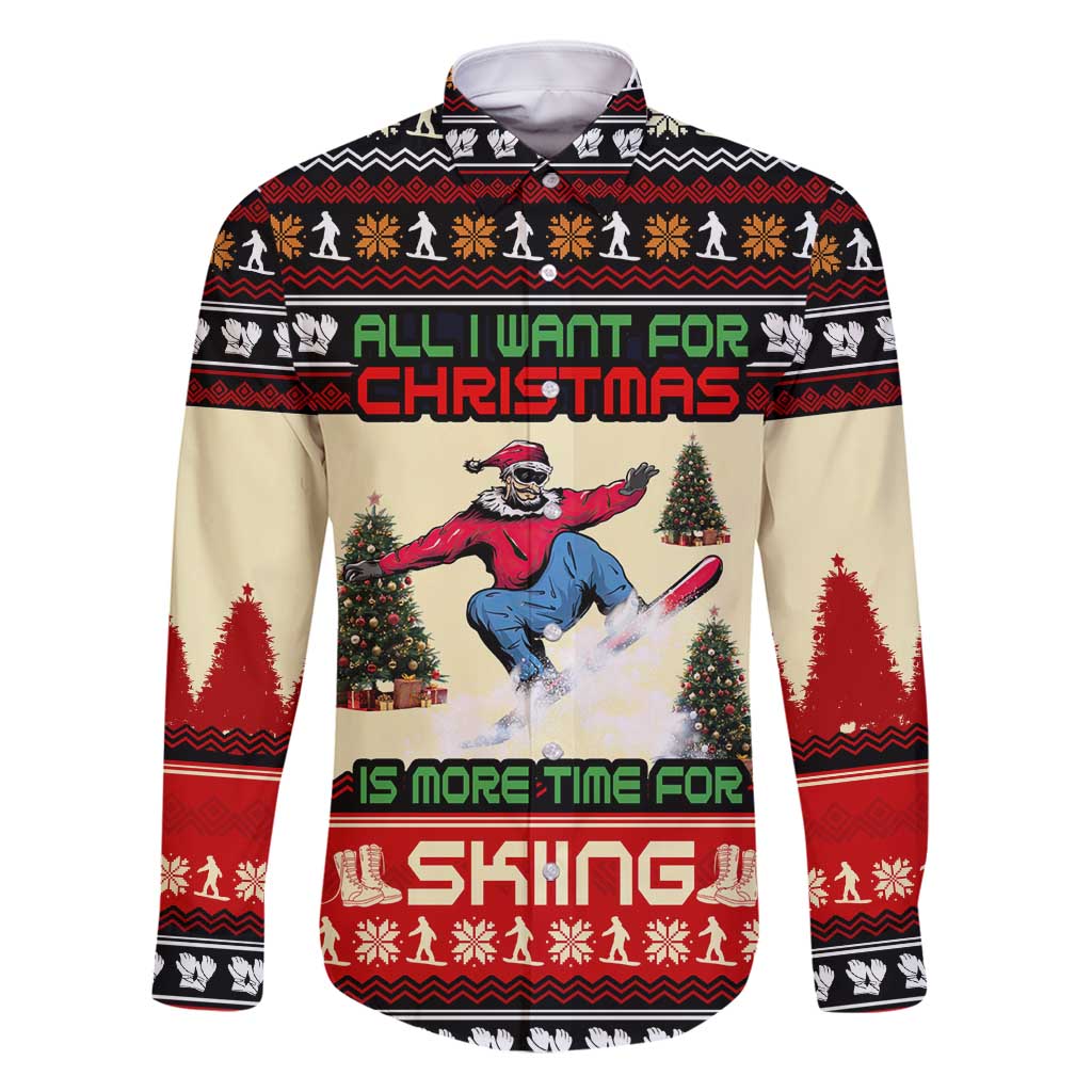 All I Want For Christmas Is Skiing Christmas Family Matching Mermaid Dress and Hawaiian Shirt Xmas Holiday Patterns - Wonder Print Shop