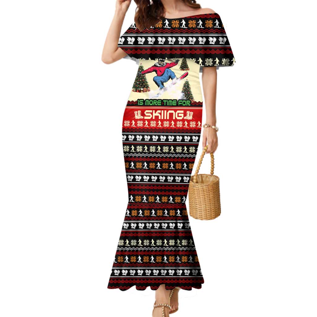 All I Want For Christmas Is Skiing Christmas Family Matching Mermaid Dress and Hawaiian Shirt Xmas Holiday Patterns - Wonder Print Shop