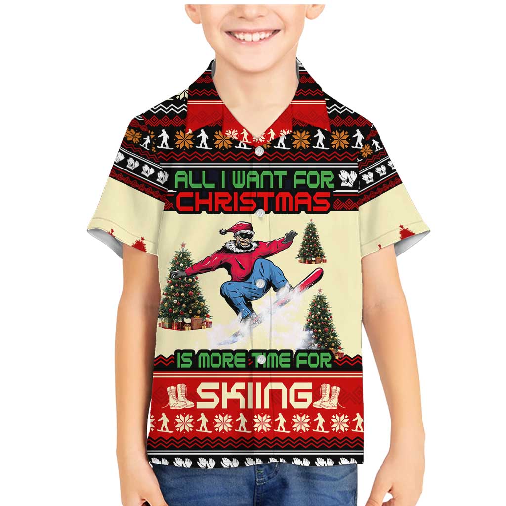 All I Want For Christmas Is Skiing Christmas Family Matching Mermaid Dress and Hawaiian Shirt Xmas Holiday Patterns - Wonder Print Shop