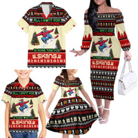 All I Want For Christmas Is Skiing Christmas Family Matching Off The Shoulder Long Sleeve Dress and Hawaiian Shirt Xmas Holiday Patterns - Wonder Print Shop