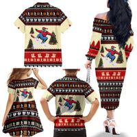 All I Want For Christmas Is Skiing Christmas Family Matching Off The Shoulder Long Sleeve Dress and Hawaiian Shirt Xmas Holiday Patterns - Wonder Print Shop