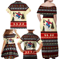 All I Want For Christmas Is Skiing Christmas Family Matching Off Shoulder Maxi Dress and Hawaiian Shirt Xmas Holiday Patterns - Wonder Print Shop