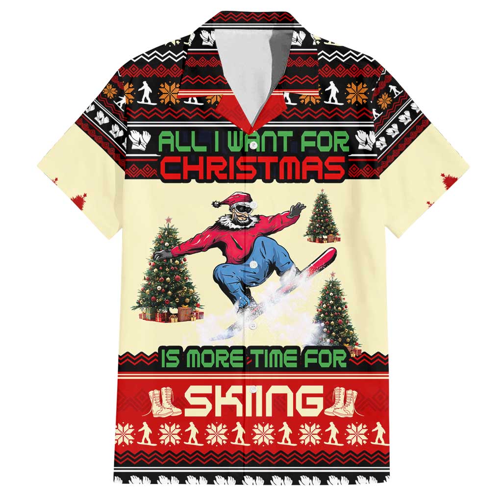 All I Want For Christmas Is Skiing Christmas Family Matching Off Shoulder Maxi Dress and Hawaiian Shirt Xmas Holiday Patterns - Wonder Print Shop