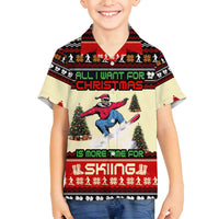 All I Want For Christmas Is Skiing Christmas Family Matching Off Shoulder Maxi Dress and Hawaiian Shirt Xmas Holiday Patterns - Wonder Print Shop