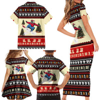 All I Want For Christmas Is Skiing Christmas Family Matching Short Sleeve Bodycon Dress and Hawaiian Shirt Xmas Holiday Patterns - Wonder Print Shop