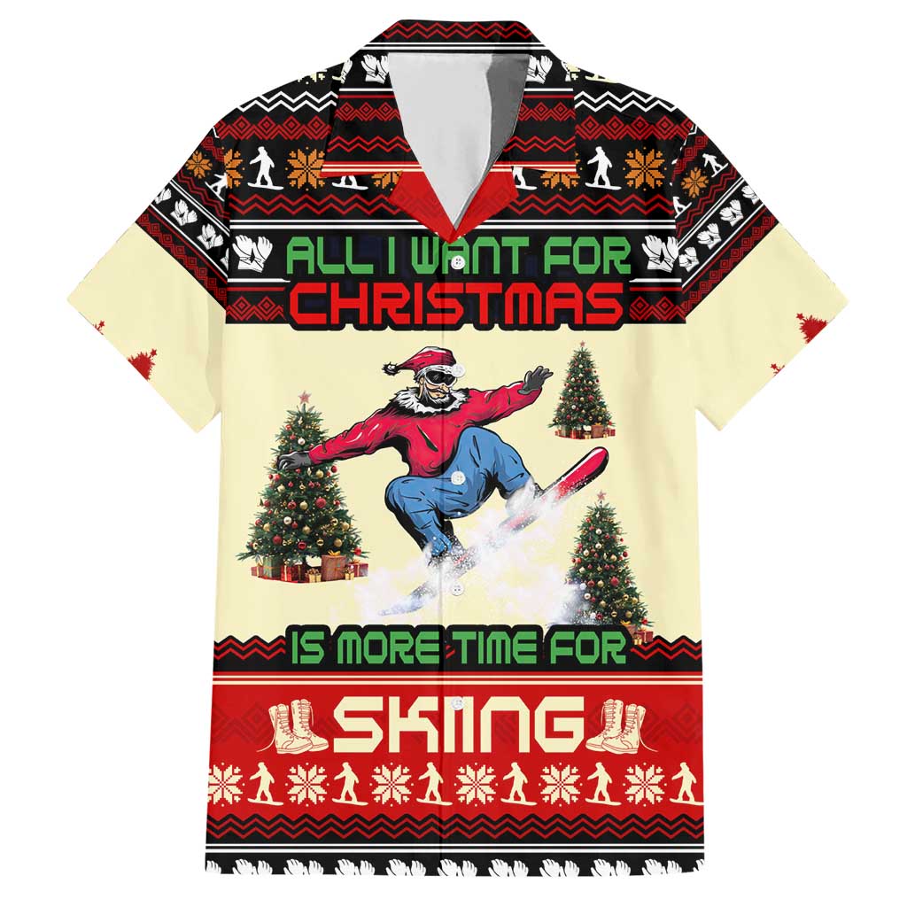 All I Want For Christmas Is Skiing Christmas Family Matching Short Sleeve Bodycon Dress and Hawaiian Shirt Xmas Holiday Patterns - Wonder Print Shop