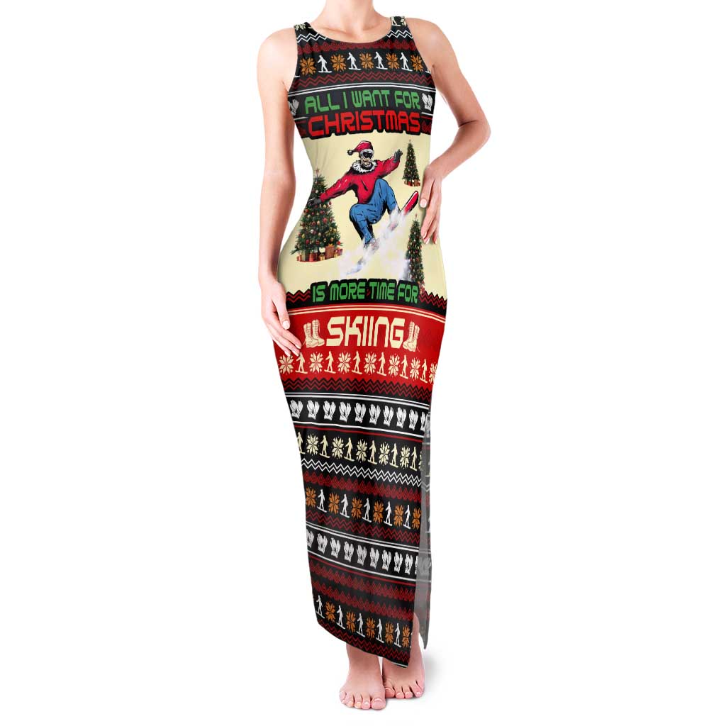 All I Want For Christmas Is Skiing Christmas Family Matching Tank Maxi Dress and Hawaiian Shirt Xmas Holiday Patterns - Wonder Print Shop
