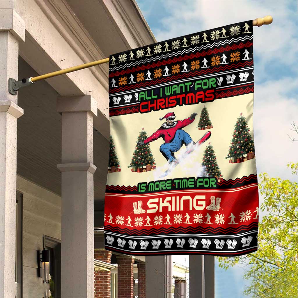 All I Want For Christmas Is Skiing Christmas Garden Flag Xmas Holiday Patterns - Wonder Print Shop